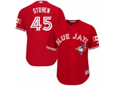 Youth Majestic Toronto Blue Jays #45 Drew Storen Authentic Red Canada Day MLB Jersey