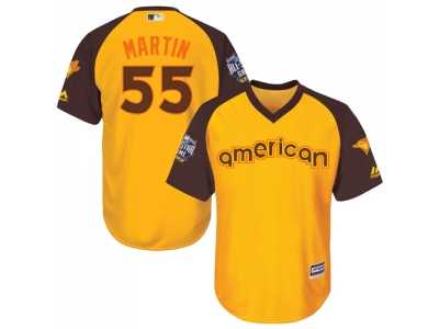 Youth Majestic Toronto Blue Jays #55 Russell Martin Authentic Yellow 2016 All-Star American League BP Cool Base MLB Jerse