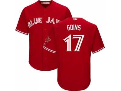 Youth Toronto Blue Jays #17 Ryan Goins Red Cool Base Canada Day Stitched MLB Jersey