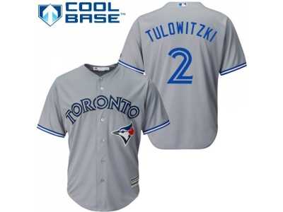 Youth Toronto Blue Jays #2 Troy Tulowitzki Grey Cool Base Stitched MLB Jersey