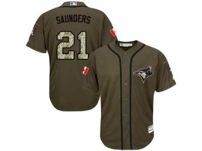 Youth Toronto Blue Jays #21 Michael Saunders Green Salute to Service Stitched Baseball Jersey
