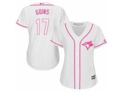 Women's Majestic Toronto Blue Jays #17 Ryan Goins Replica White Fashion Fashion Cool Base MLB Jersey