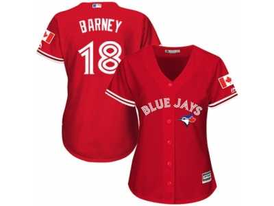 Women's Majestic Toronto Blue Jays #18 Darwin Barney Authentic Red Canada Day MLB Jersey