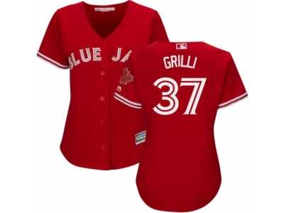 Women's Majestic Toronto Blue Jays #37 Jason Grilli Authentic Red Canada Day MLB Jersey