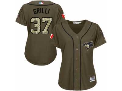 Women's Majestic Toronto Blue Jays #37 Jason Grilli Replica Green Salute to Service MLB Jersey