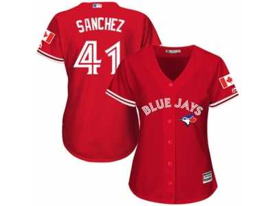 Women's Majestic Toronto Blue Jays #41 Aaron Sanchez Authentic Red Canada Day MLB Jersey