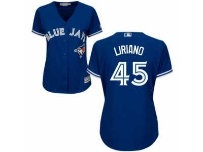 Women's Majestic Toronto Blue Jays #45 Francisco Liriano Authentic Blue Alternate MLB Jersey