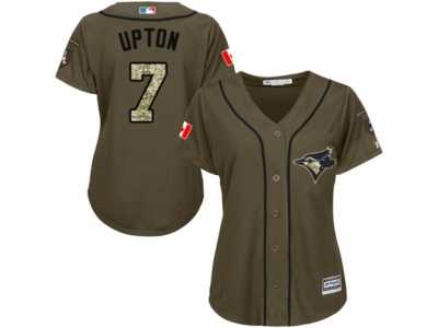Women's Majestic Toronto Blue Jays #7 B.J. Upton Authentic Green Salute to Service MLB Jersey