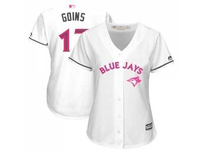 Women's Toronto Blue Jays #17 Ryan Goins White Mother's Day Cool Base Stitched MLB Jersey