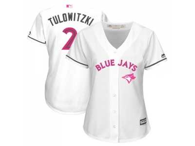 Women's Toronto Blue Jays #2 Troy Tulowitzki White Mother's Day Cool Base Stitched MLB Jersey