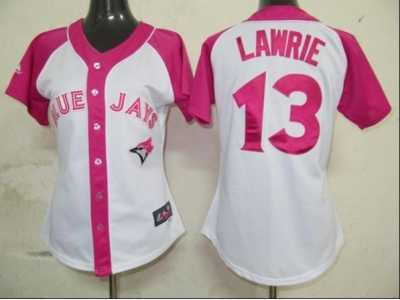 women mlb toronto blue jays #13 lawrie white pink[2012]