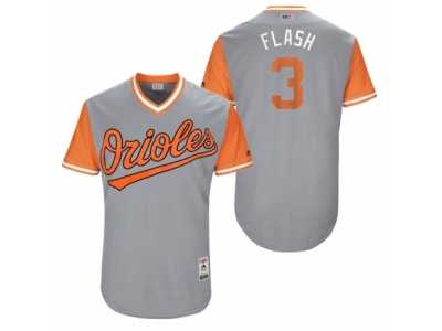 Men's 2017 Little League World Series Orioles Ryan Flaherty #3 Flash Gray Jersey