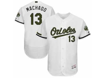 Men's Majestic Baltimore Orioles #13 Manny Machado White Flexbase Authentic Collection Memorial Day MLB Jersey