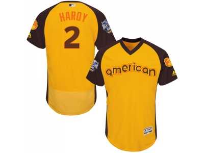 Men's Majestic Baltimore Orioles #2 J.J. Hardy Yellow 2016 All-Star American League BP Authentic Collection Flex Base MLB Jersey