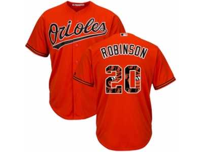 Men's Majestic Baltimore Orioles #20 Frank Robinson Authentic Orange Team Logo Fashion Cool Base MLB Jersey