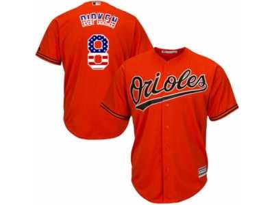 Men's Majestic Baltimore Orioles #8 Cal Ripken Replica Orange USA Flag Fashion MLB Jersey