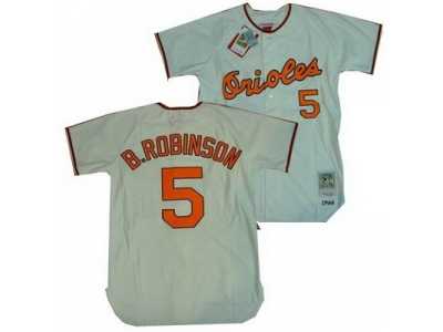 mlb Baltimore Orioles #5 Brooks Robinson mitchellandness Jersey cream