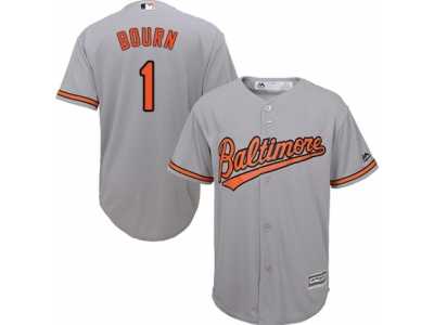 Youth Majestic Baltimore Orioles #1 Michael Bourn Replica Grey Road Cool Base MLB Jersey