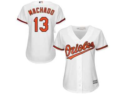 Women's Baltimore Orioles #13 Manny Machado Majestic White Home Cool Base Jersey