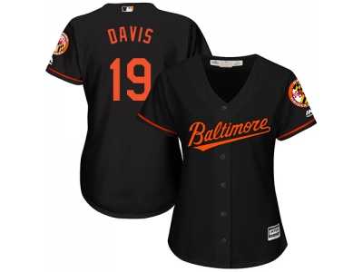 Women's Baltimore Orioles #19 Chris Davis Black Alternate Stitched MLB Jersey