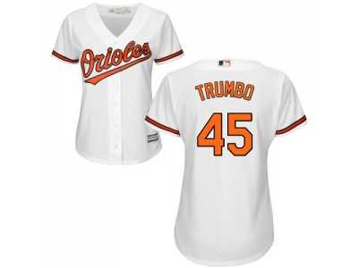 Women's Baltimore Orioles #45 Mark Trumbo White Home Stitched MLB Jersey