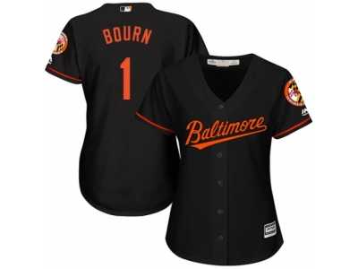 Women's Majestic Baltimore Orioles #1 Michael Bourn Replica Black Alternate Cool Base MLB Jersey