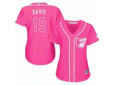 Women's Majestic Baltimore Orioles #19 Chris Davis Authentic Pink Fashion Cool Base MLB Jersey