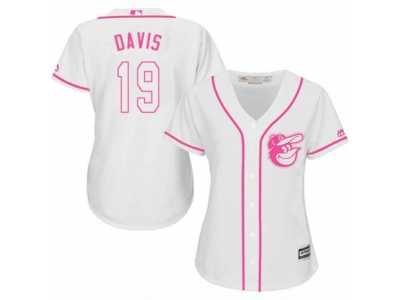 Women's Majestic Baltimore Orioles #19 Chris Davis Replica White Fashion Cool Base MLB Jersey