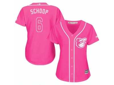 Women's Majestic Baltimore Orioles #6 Jonathan Schoop Replica Pink Fashion Cool Base MLB Jersey