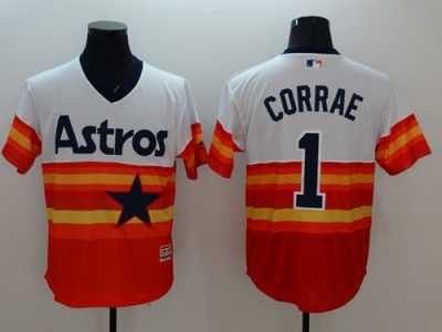 Houston Astros #1 Carlos Correa White-Orange Flexbase Authentic Collection Cooperstown Stitched Baseball Jersey