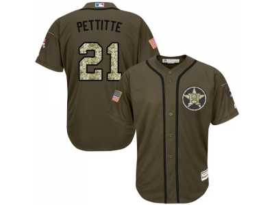 Houston Astros #21 Andy Pettitte Green Salute to Service Stitched Baseball Jersey
