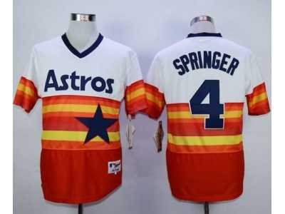 Houston Astros #4 George Springer White Orange 1980 Turn Back The Clock Stitched MLB Jersey