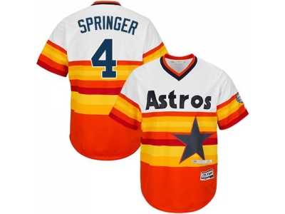 Houston Astros #4 George Springer White Orange Flexbase Authentic Collection Cooperstown Stitched MLB Jersey