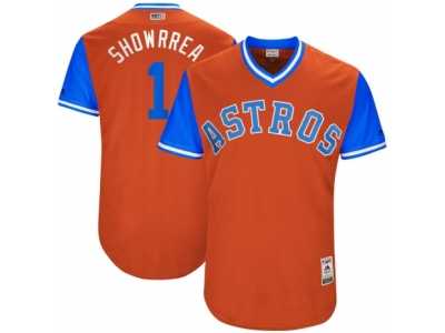 Men's 2017 Little League World Series Astros Carlos Correa #1 Showrrea Orange Jersey