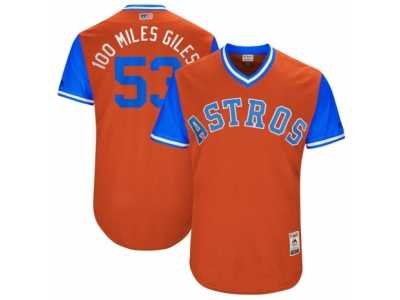 Men\'s 2017 Little League World Series Astros Ken Giles #53 100 Miles Giles Orange Jersey