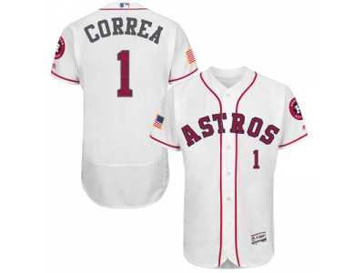 Men's Houston Astros #1 Carlos Correa White Stitched 2016 Fashion Stars & Stripes Flex Base Baseball Jersey