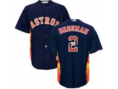 Men's Majestic Houston Astros #2 Alex Bregman Authentic Navy Blue Team Logo Fashion Cool Base MLB Jersey