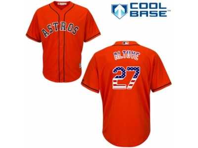 Men\'s Majestic Houston Astros #27 Jose Altuve Replica Orange USA Flag Fashion MLB Jersey