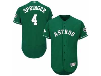 Men's Majestic Houston Astros #4 George Springer Green Celtic Flexbase Authentic Collection MLB Jersey