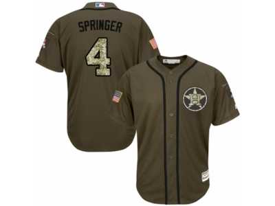 Men's Majestic Houston Astros #4 George Springer Replica Green Salute to Service MLB Jersey