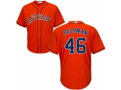 Men's Majestic Houston Astros #46 Scott Feldman Authentic Orange Alternate Cool Base MLB Jersey