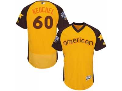 Men\'s Majestic Houston Astros #60 Dallas Keuchel Yellow 2016 All-Star American League BP Authentic Collection Flex Base MLB Jersey