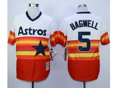 Mitchell And Ness 1980 Houston Astros #5 Jeff Bagwell White Orange Throwback Stitched MLB Jersey