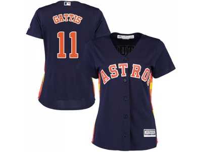 Women's Houston Astros #11 Evan Gattis Navy Blue Alternate Stitched MLB Jersey