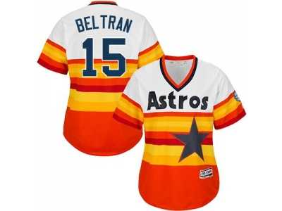 Women's Houston Astros #15 Carlos Beltran White Orange Alternate Cooperstown Stitched MLB Jersey