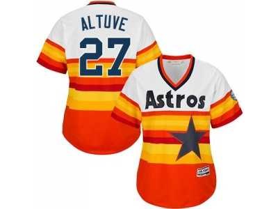 Women's Houston Astros #27 Jose Altuve White Orange Alternate Cooperstown Stitched MLB Jersey