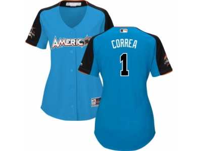 Women's Majestic Houston Astros #1 Carlos Correa Replica Blue American League 2017 MLB All-Star MLB Jersey
