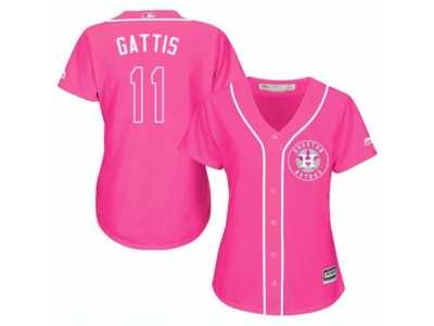 Women's Majestic Houston Astros #11 Evan Gattis Replica Pink Fashion Cool Base MLB Jersey
