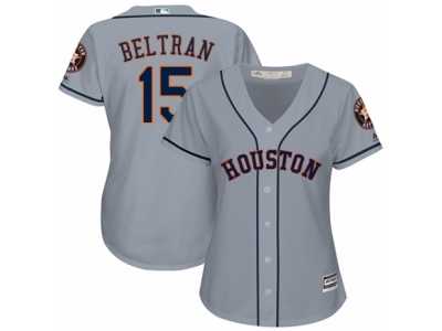 Women's Majestic Houston Astros #15 Carlos Beltran Replica Grey Road Cool Base MLB Jersey