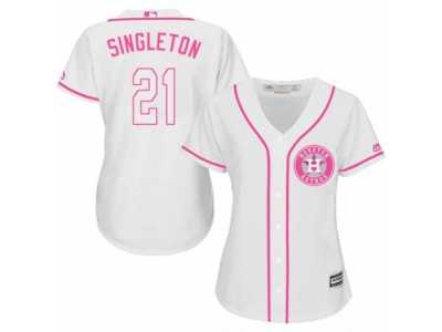 Women's Majestic Houston Astros #21 Jon Singleton Authentic White Fashion Cool Base MLB Jersey